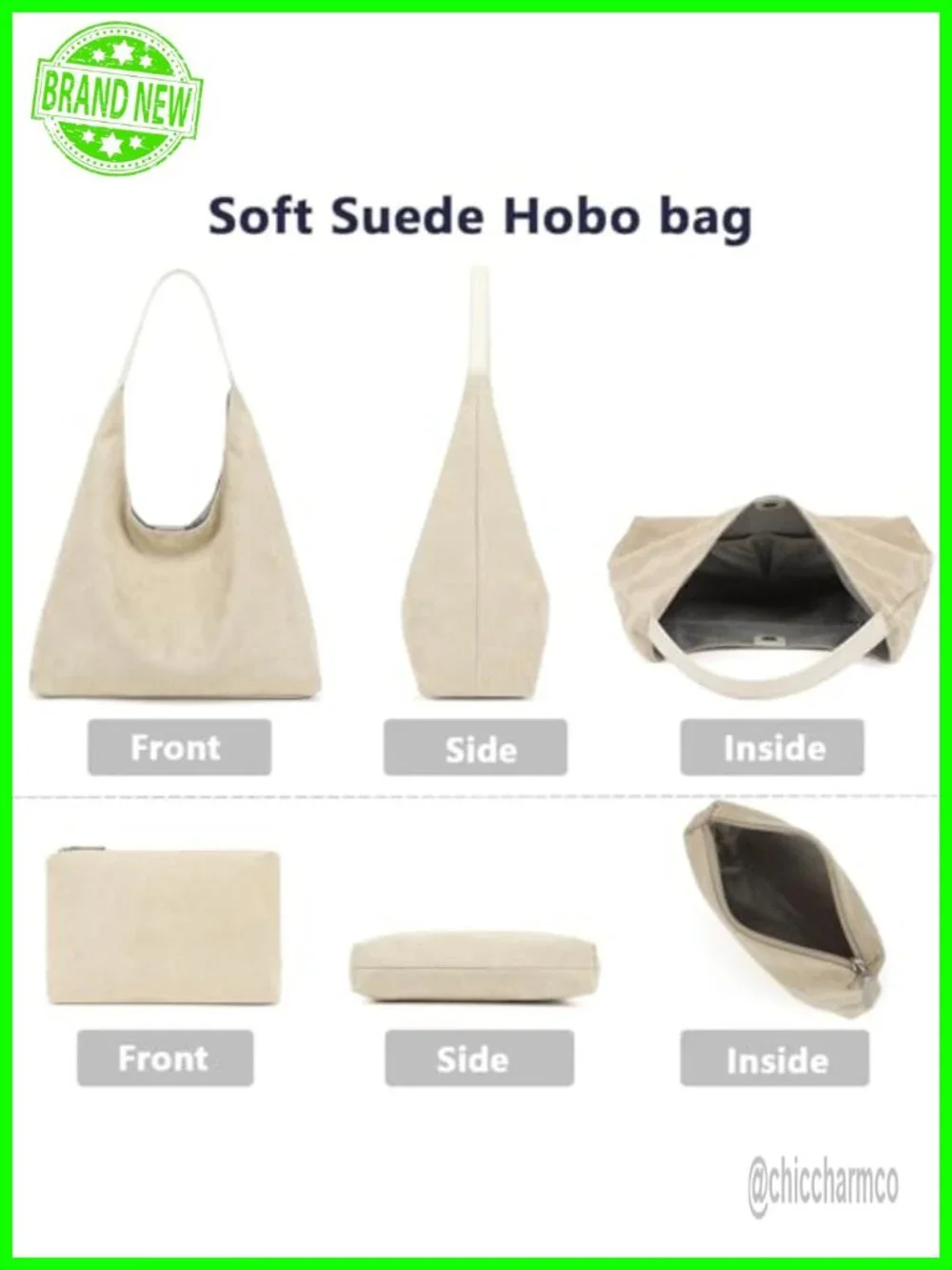 Super Soft Slouchy Hobo Bag, Large Capacity Faux Suede Tote, Work Handbag